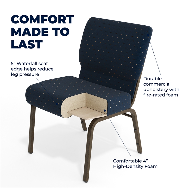 Flash Furniture Hercules Patterned Church Stacking Guest Chair in Blue