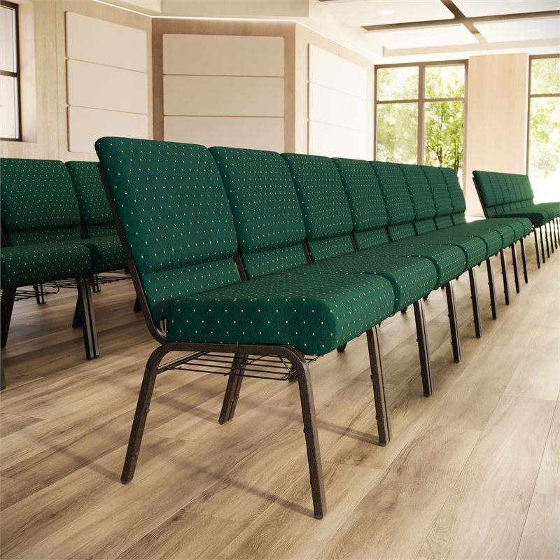 Flash Furniture Hercules Church Stacking Guest Chair in Hunter Green