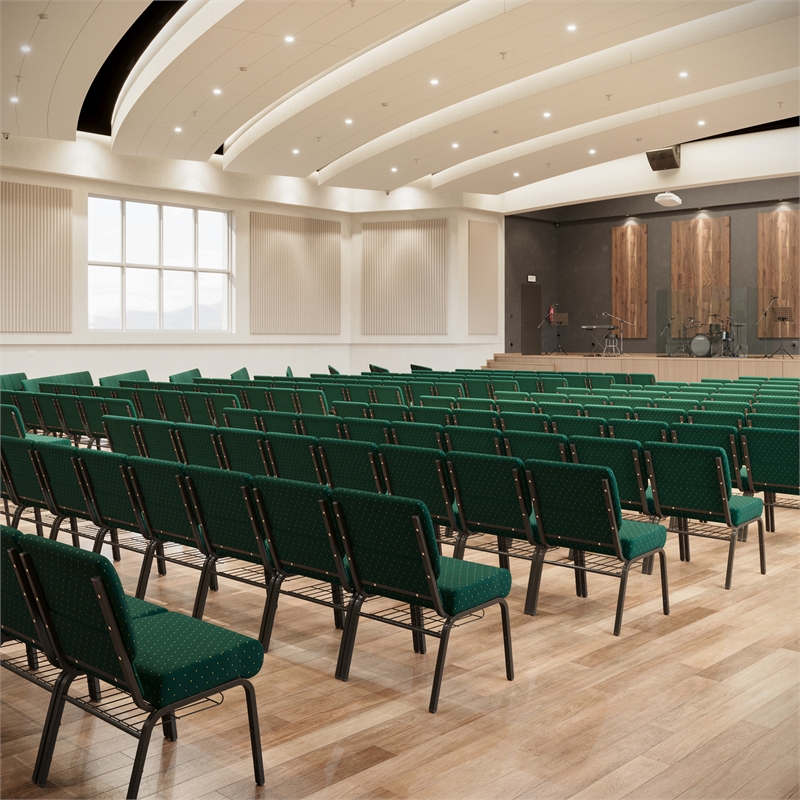 Flash Furniture Hercules Church Stacking Guest Chair in Hunter Green