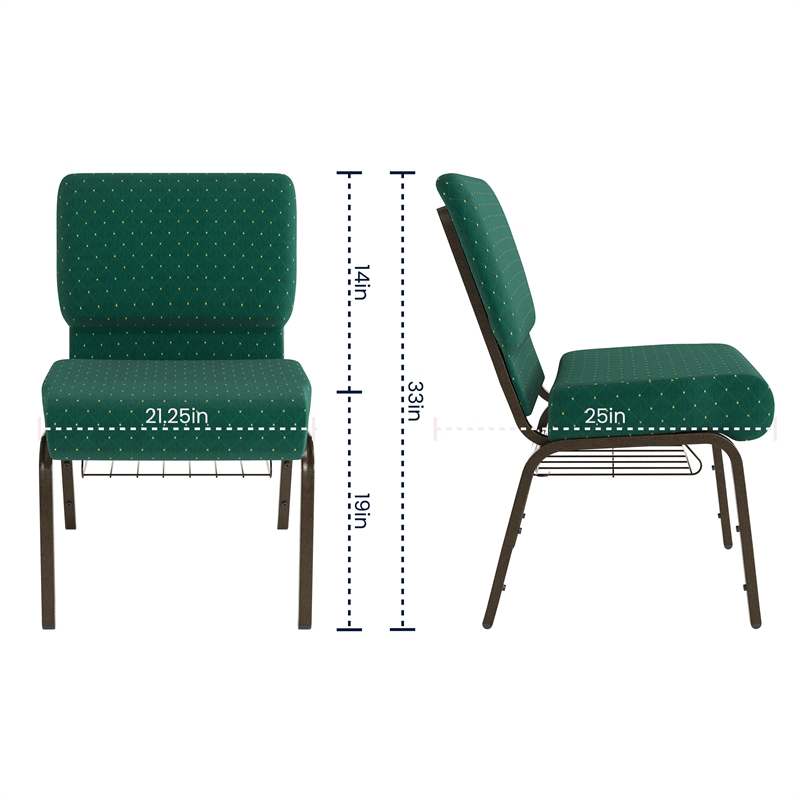 Flash Furniture Hercules Church Stacking Guest Chair in Hunter Green