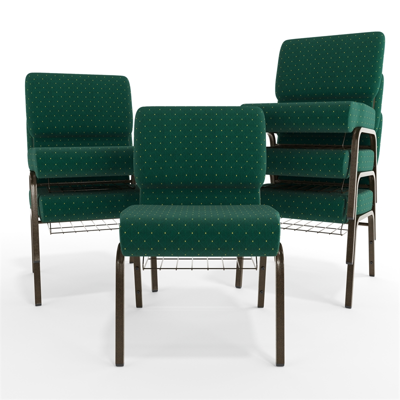 Flash Furniture Hercules Church Stacking Guest Chair in Hunter Green