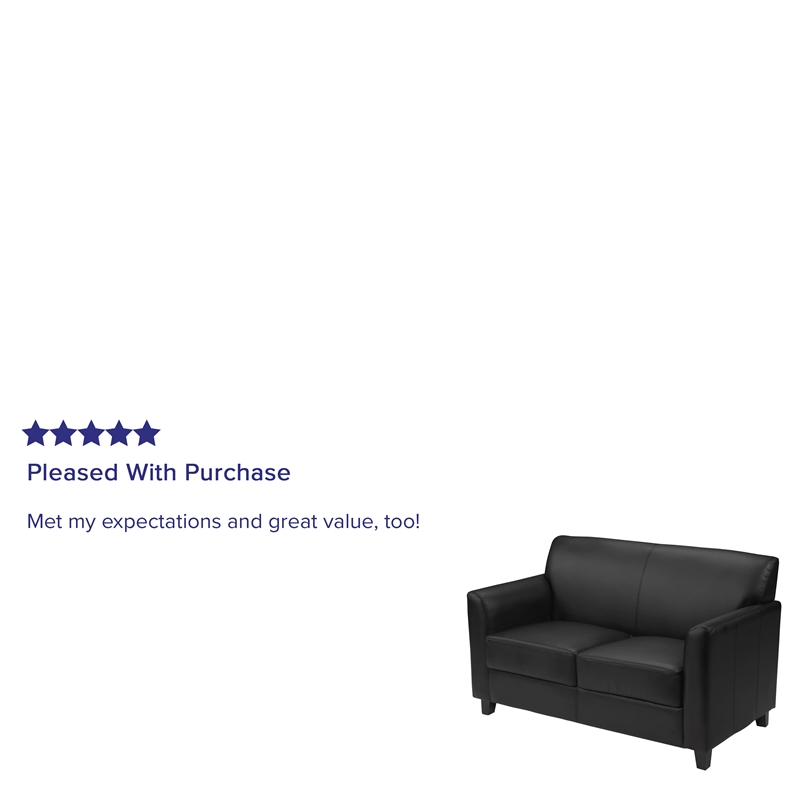 Flash Furniture Hercules Diplomat Leather Loveseat in Black