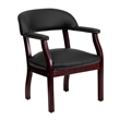 Flash Furniture Leather Conference Guest Chair in Black