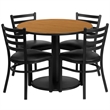 Flash Furniture 36Rd Laminate Table Set In Natural Top Black Vinyl Seat