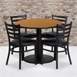 Flash Furniture 36Rd Laminate Table Set In Natural Top Black Vinyl Seat