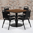 Flash Furniture 36Sq Laminate Table Set-Bnqt In Walnut Top Black Vinyl Seat