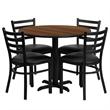 Flash Furniture 36Rd Laminate Table Set In Walnut Top Black Vinyl Seat