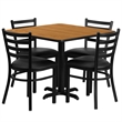 Flash Furniture 36Sq Laminate Table Set In Mahogany Top Black Vinyl Seat