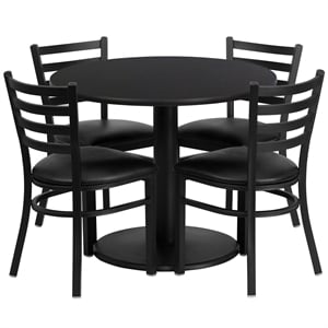 Flash Furniture 36Rd Laminate Table Set In Black Top Black Vinyl Seat