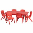 Flash Furniture 7 Piece Rectangular Activity Table Set in Red