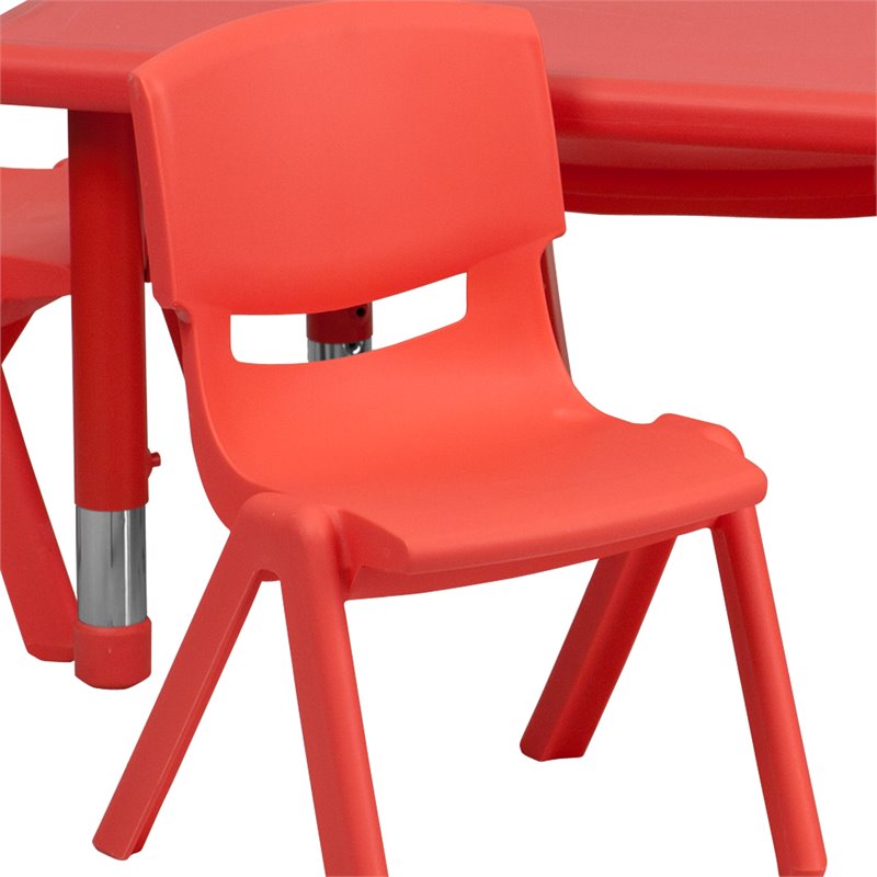 Flash Furniture 7 Piece Rectangular Activity Table Set in Red