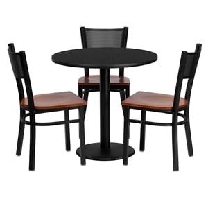 Flash Furniture Clark 30&quot RD Black Laminate Table with 3 Metal Chairs