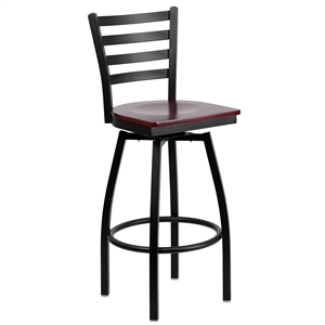 Flash Furniture Hercules 30&quot Swivel Metal Bar Stool Mahogany and Black