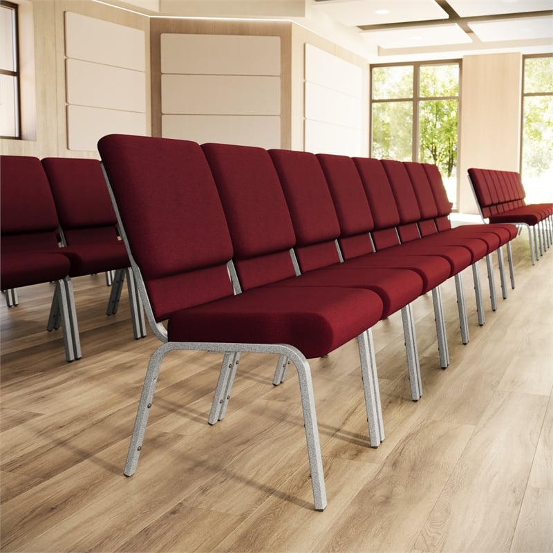 Flash Furniture Hercules Stacking Church Stacking Chair in Burgundy
