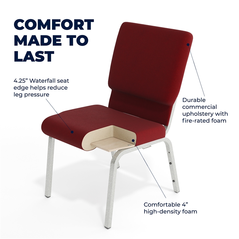 Flash Furniture Hercules Stacking Church Stacking Chair in Burgundy