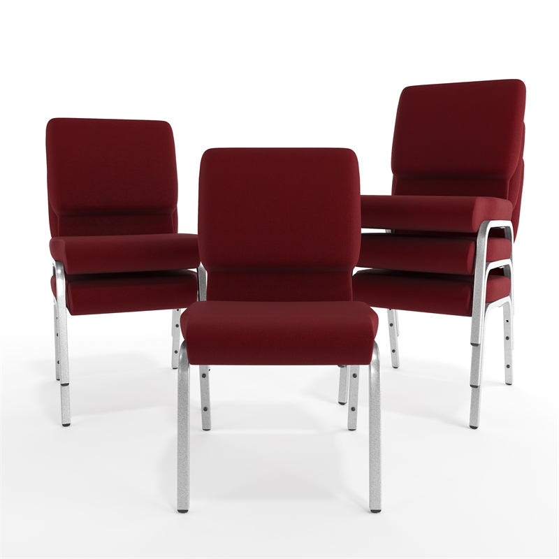 Flash Furniture Hercules Stacking Church Stacking Chair in Burgundy