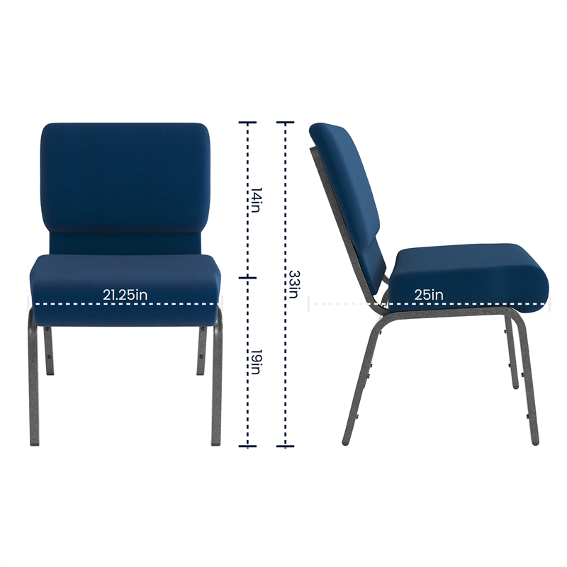 Flash Furniture Hercules Stacking Church Stacking Guest Chair in Navy