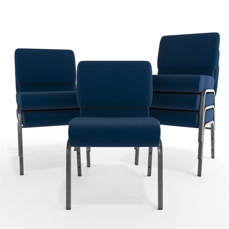 Flash Furniture Hercules Stacking Church Stacking Guest Chair in Navy