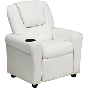 Flash Furniture Vinyl Recliner with Cup Holder and Headrest in White