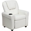 Flash Furniture Vinyl Recliner with Cup Holder and Headrest in White