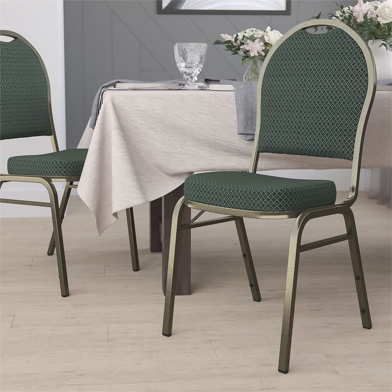 Flash Furniture Hercules Dome Back Banquet Stacking Chair in Green