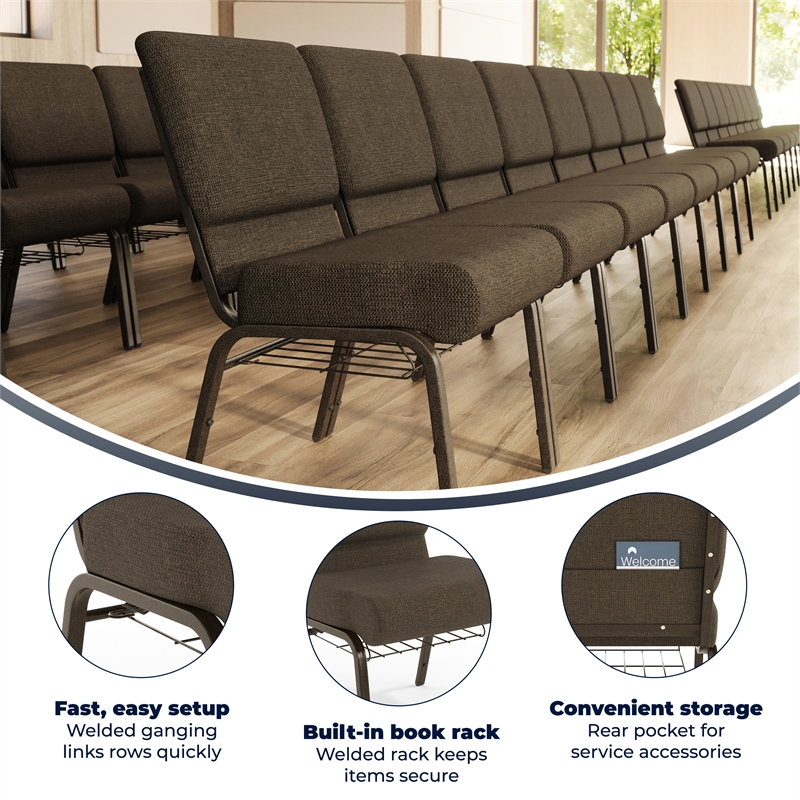 Flash Furniture Hercules Church Stacking Guest Chair in Brown
