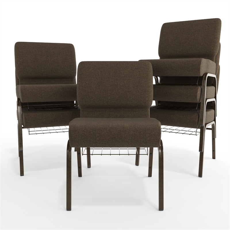 Flash Furniture Hercules Church Stacking Guest Chair in Brown