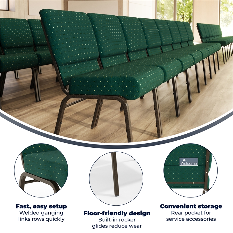 Flash Furniture Hercules Church Stacking Guest Chair in Green