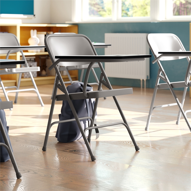 Flash Furniture Premium Steel Folding Chair with Right Hand Tablet Arm