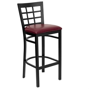 Flash Furniture Hercules 31&quot Black Back Metal Bar Stool in Burgundy