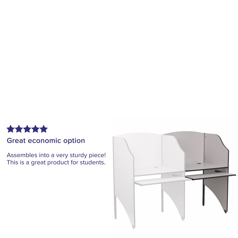 Flash Furniture Jordan Add-On Study/Computer Carrel - Nebula Grey Finish