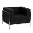 Flash Furniture Hercules Imagination Leather Tufted Reception Arm Chair in Black
