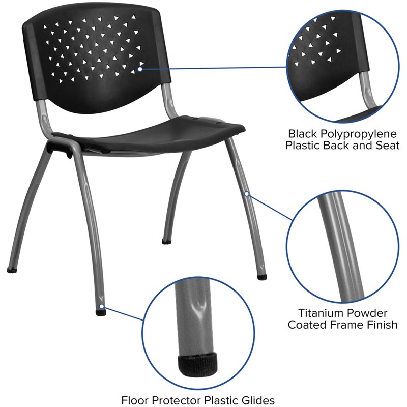 Flash Furniture Hercules Plastic Perforated Back Stacking Chair in Black