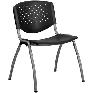 Flash Furniture Hercules Plastic Perforated Back Stacking Chair in Black