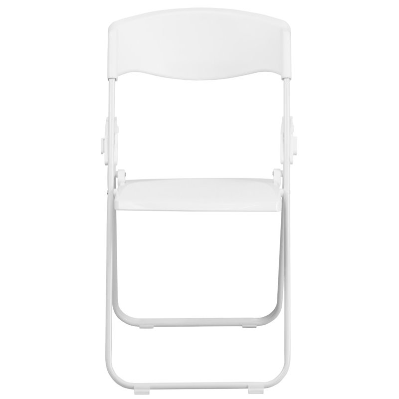 Flash Furniture Hercules Metal Contoured Back Folding Chair in White (Set of 2)