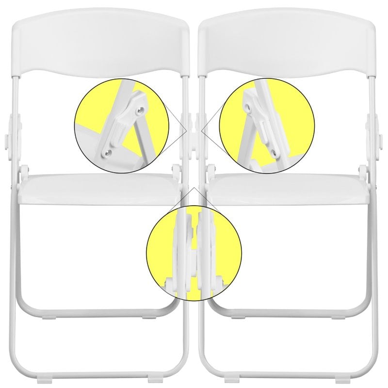 Flash Furniture Hercules Metal Contoured Back Folding Chair in White (Set of 2)
