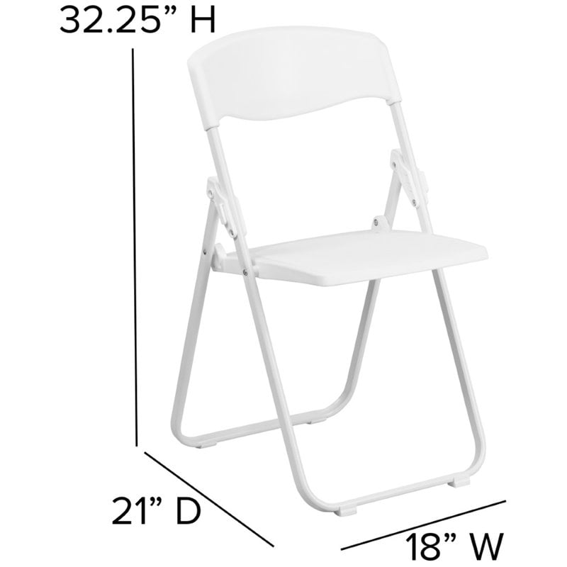 Flash Furniture Hercules Metal Contoured Back Folding Chair in White (Set of 2)