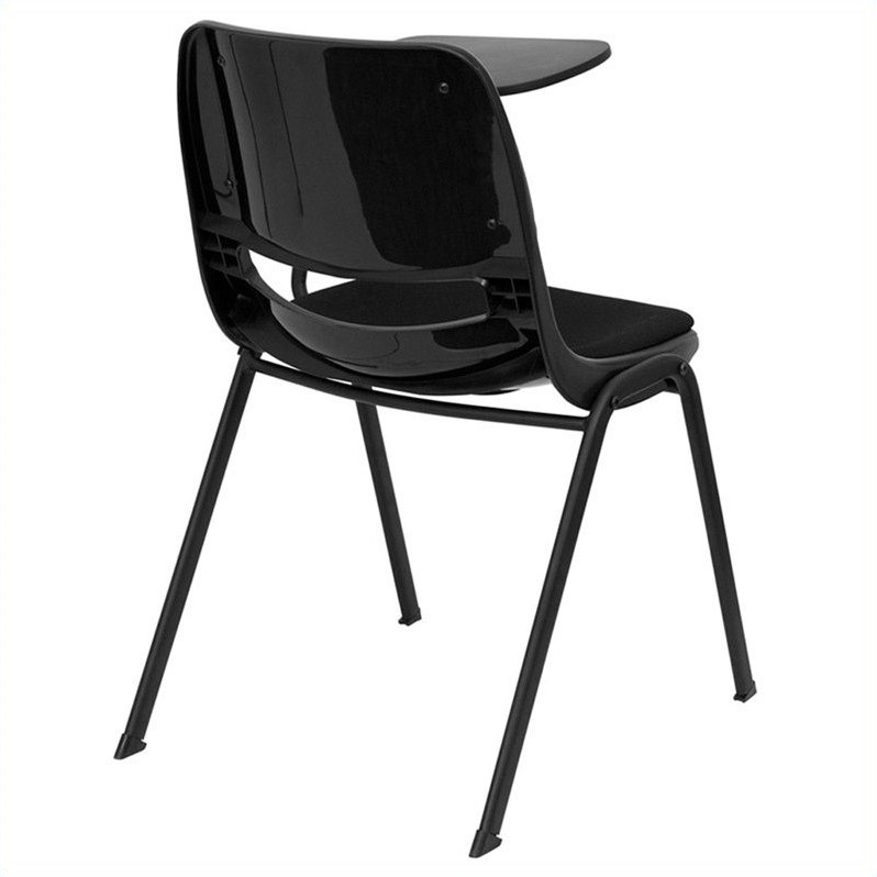 Flash Furniture Padded Plastic Classroom Chair in Black with Left Arm Tablet