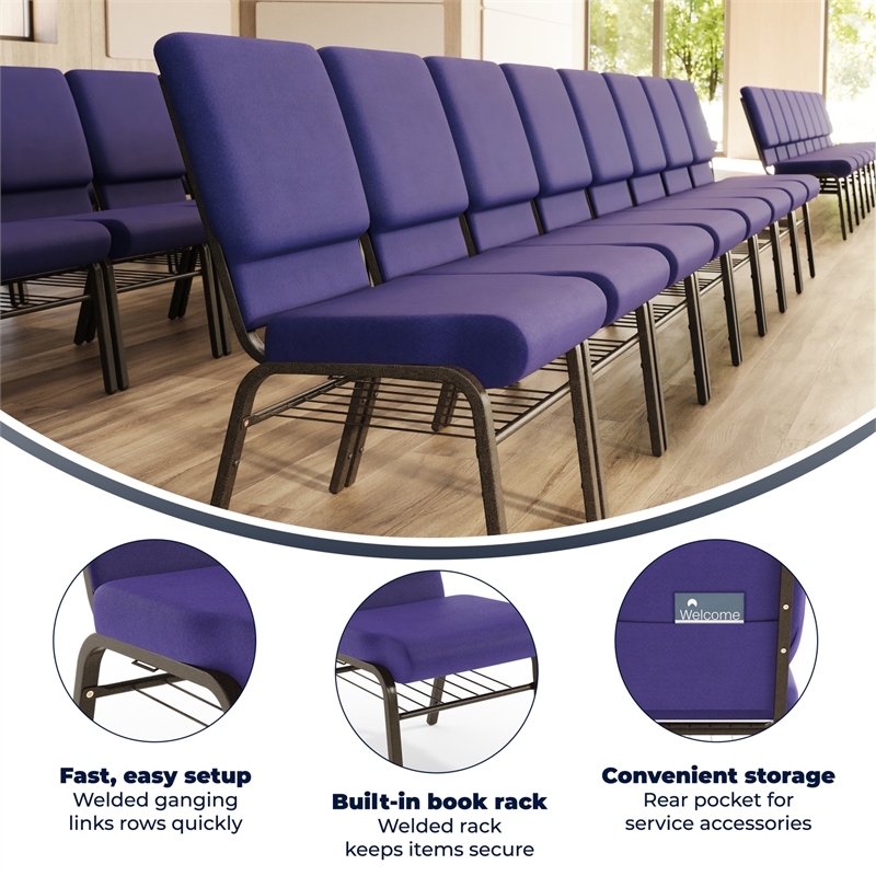 Flash Furniture Hercules Church Stacking Guest Chair in Purple