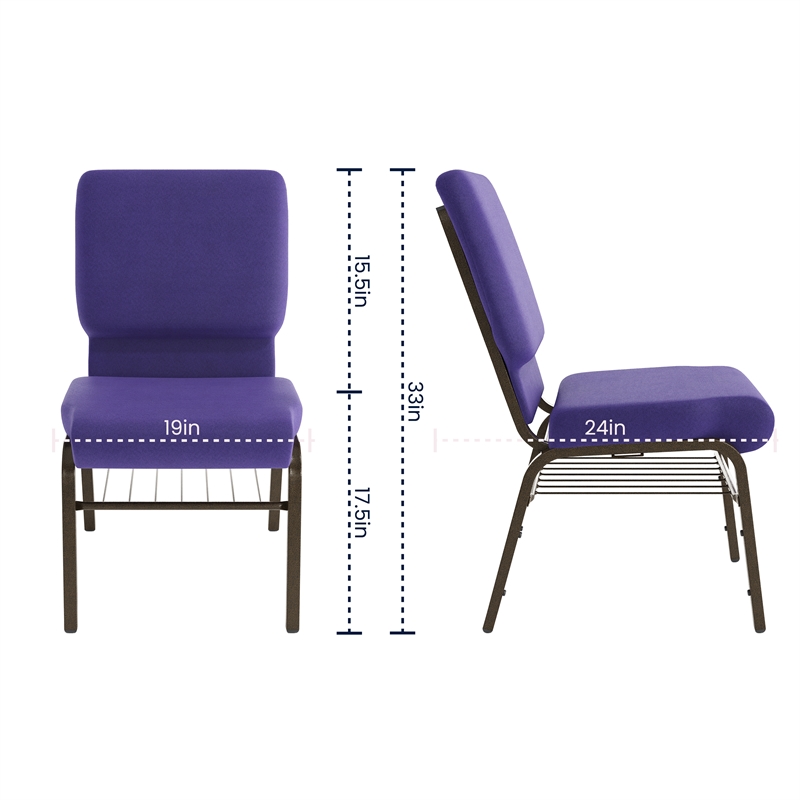 Flash Furniture Hercules Church Stacking Guest Chair in Purple