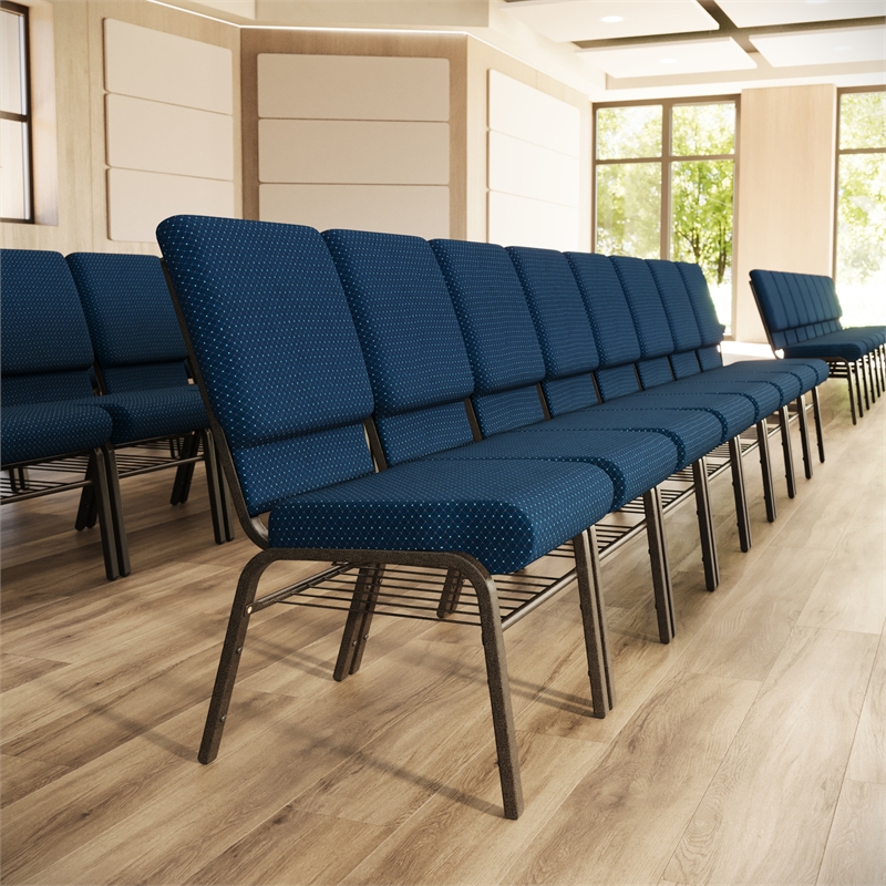 Flash Furniture Hercules Church Stacking Guest Chair in Navy Blue
