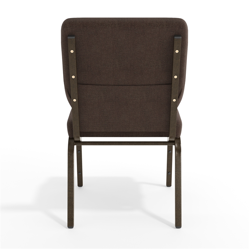 Flash Furniture Fabric Church Stacking Chair in Brown and Goldvein
