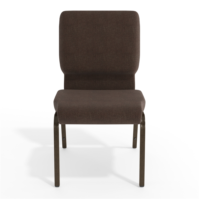 Flash Furniture Fabric Church Stacking Chair in Brown and Goldvein