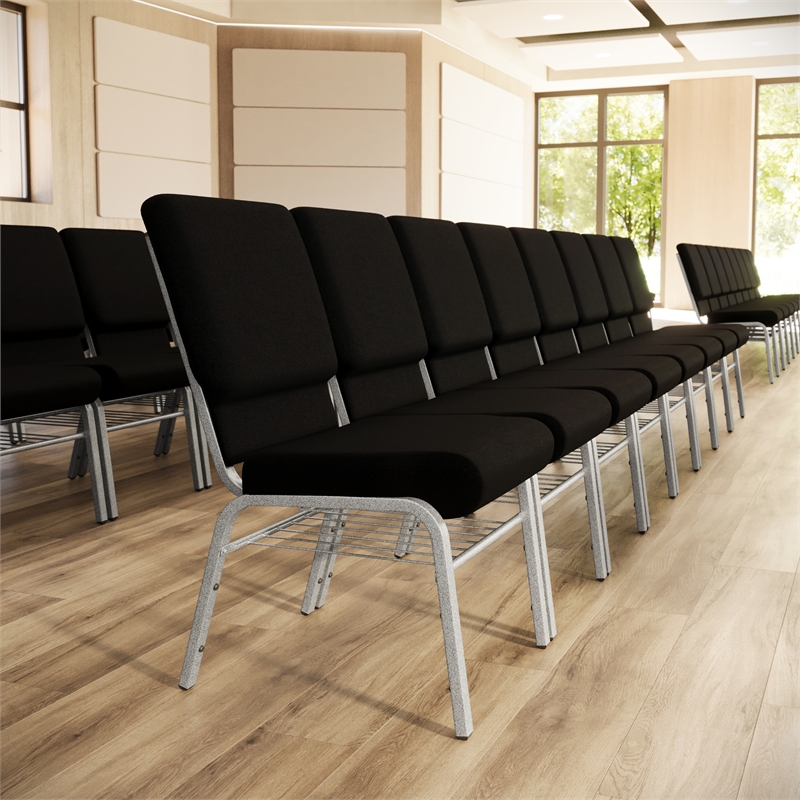 Flash Furniture Hercules Church Stacking Guest Chair in Black