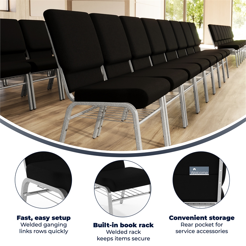 Flash Furniture Hercules Church Stacking Guest Chair in Black