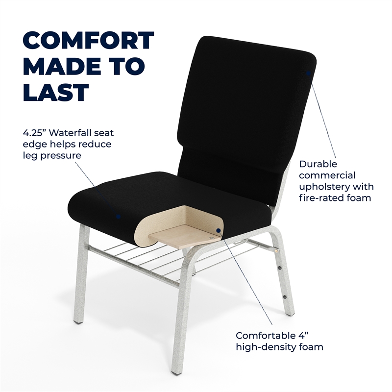 Flash Furniture Hercules Church Stacking Guest Chair in Black