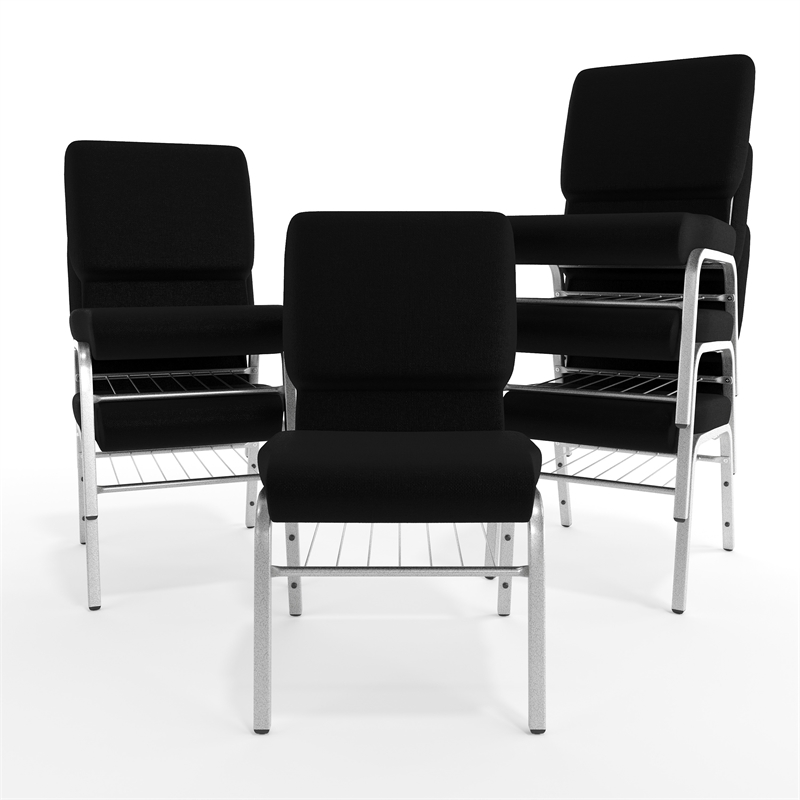 Flash Furniture Hercules Church Stacking Guest Chair in Black