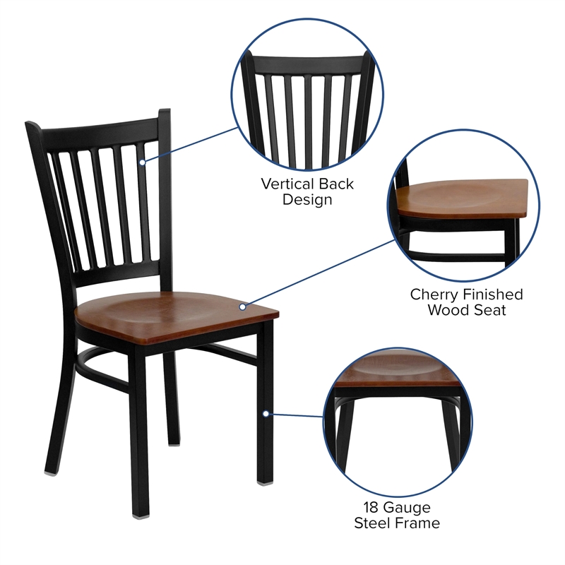 Flash Furniture Hercules Black Back Metal Dining Chair in Cherry