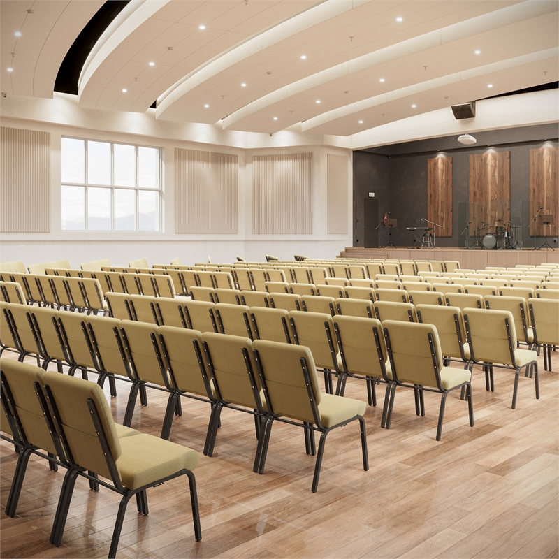 Flash Furniture Hercules Stacking Church Stacking Chair in Beige