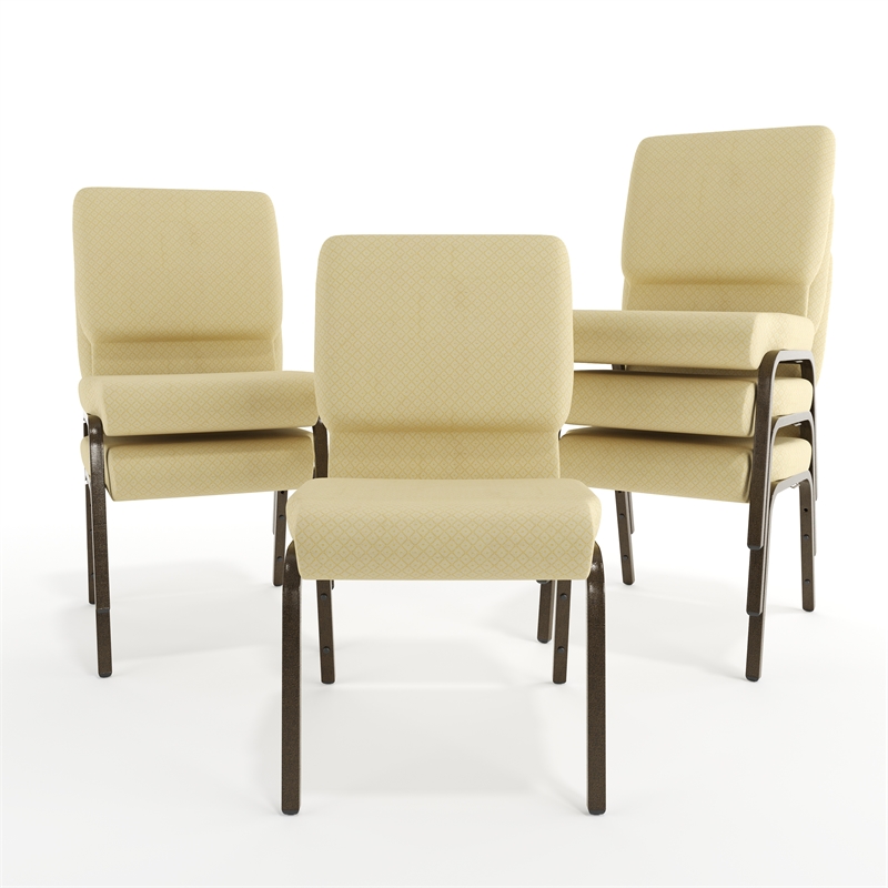 Flash Furniture Hercules Stacking Church Stacking Chair in Beige